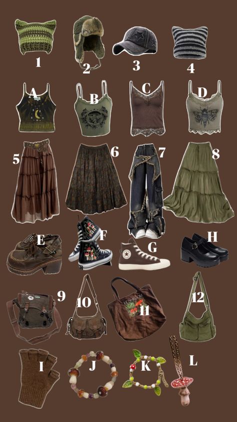 #goblincore #goblin #gremlincore #gremlin #forestcore #forest #core #makeafit #leaf #accesory #cute #outfit #slay Goblin Core Outfit, Goblincore Outfits, Fairy Grunge Outfit, Fairy Core Outfits, Forest Core, Cottagecore Outfits, Earthy Outfits, Clothing Design Sketches, Whimsical Fashion