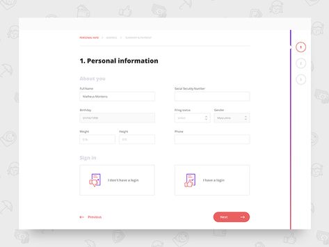 Desktop Form - Personal information by Nathalia Cabral on Dribbble Form Design Web, Form Ui, Uxui Design, Ui Forms, Dashboard Interface, Pos Design, Donation Form, Web Forms, App Interface Design