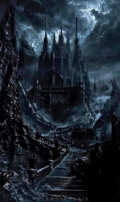 Haunted Village Art, Underworld Castle, Dark Castle Art, Dark Fantasy Landscape, Gothic Horror Art, Eerie Landscape, Gothic Landscape, Dark Souls Wallpaper, Dark Kingdom