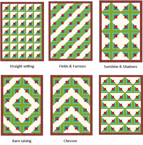 Patterns For Quilts, Log Cabin Patchwork, Log Cabin Blocks, Log Cabin Quilt Pattern, Log Cabin Quilt Blocks, Log Cabin Designs, Quilt Square Patterns, Bonnie Hunter, Cabin Quilt