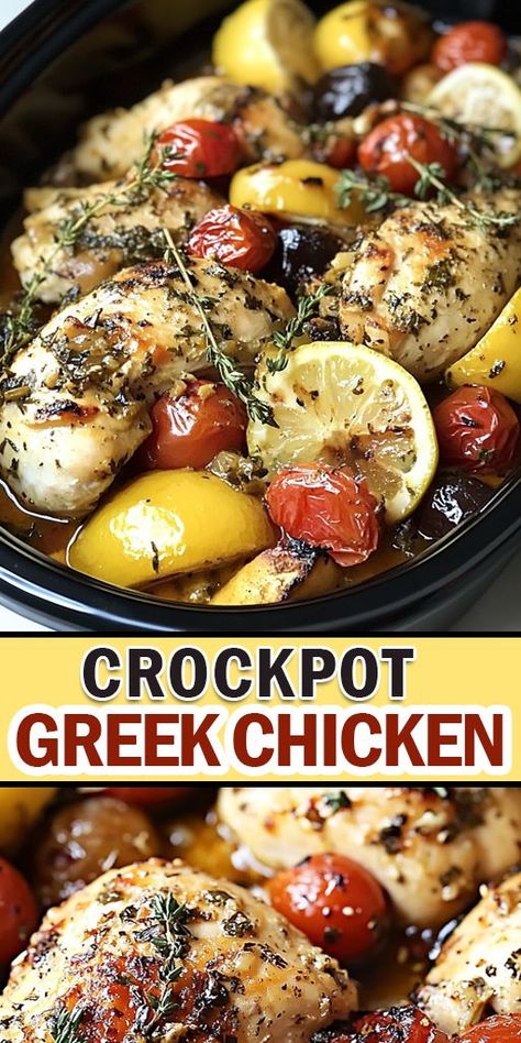 🍽️ Crockpot Greek Chicken is a delicious, easy-to-make dish perfect for busy weeknights! 🕒 Simply toss in your ingredients, let the slow cooker do the work, and enjoy a flavorful, tender Greek-inspired chicken that the whole family will love. 🧄 📌 Pin this recipe to your favorite dinner ideas board and don’t forget to follow for more healthy, easy-to-make recipes! 😋👩‍🍳 #CrockpotRecipes #GreekChicken #HealthyDinners #MealPrepIdeas Healthy Italian Crockpot Recipes, Slow Cooker Greek Chicken Gyros, Mediterranian Diet Crock Pot, French Slow Cooker Recipes, Healthy Crockpot Recipes High Protein, Meditterean Diet Crockpot Recipes, Greek Chicken In Crockpot, Greek Chicken Slow Cooker Recipes, Crockpot Mediterranean Chicken