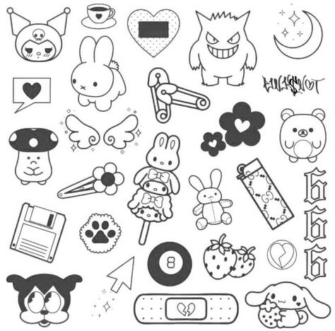 Sanrio Tattoos, Kawaii Tattoos, Tattoo Line, Petit Tattoo, Sharpie Tattoos, Kawaii Tattoo, Inspiration Tattoo, Doodle Tattoo, Cute Little Tattoos