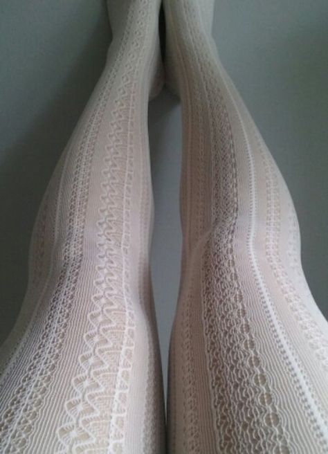 White bride Cream Tights wedding stockings lace pantyhose suededead White Tights Outfit, Lace Pantyhose, Cream Tights, Pantyhose Outfit, Stockings Aesthetic, Cute Tights, Plus Size Tights, Stockings Outfit, Lace Stockings