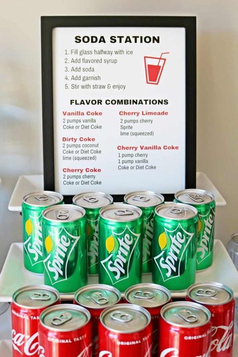 Drink Bar Ideas Party, Drink Bar For Teachers, Drink Station For Party, Staff Appreciation Events, Drink Syrup Station, Flavored Soda Bar, Teacher Appreciation Drink Bar, Soda Bar Ideas Drink Stations, Soda Bar Wedding Drink Stations