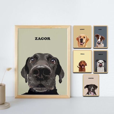 Pet Personalized Gifts, Pet Pictures Wall, Dog Picture Frame Ideas, Pet Photo Wall Ideas, Custom Photo Prints, Pet Picture Wall Ideas, Wall Art Digital, Dog Picture Wall, Pet Wall Decor