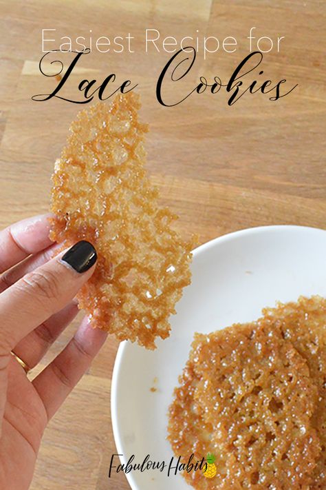 The easiest recipe for lace cookies that you'll ever find. Check out how I whip-up this family favorite! Oh-so-sweet and oh-so-soft! #lacecookies Unleavened Cookie Recipes, Oat Lace Cookies, Christmas Lace Cookies, Lacy Oatmeal Cookies Recipe, Lattice Cookies Recipe, Easy Lace Cookies, Chocolate Lace Cookies Recipe, Lacy Cookies Recipes, Lacy Oatmeal Cookies