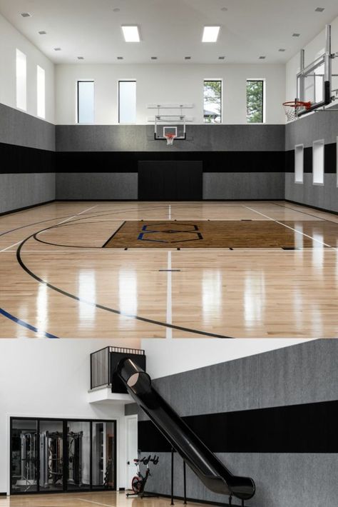 Secret Rooms In Houses, Dream House Layout, Indoor Sports Court, Home Basketball Court, Basketball Court Backyard, Girl Apartment Decor, Indoor Basketball Court, Indoor Basketball, Stately Homes