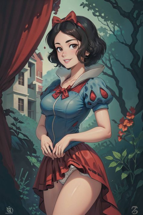 Alternative Snow White, Disney Pinup Art, Bad Disney Princess Dark Side, Dark Disney Princess Art, Punk Disney Characters, Gothic Disney Princesses, Evil Disney Princesses, Hipster Disney Princess, Snow White Fairytale