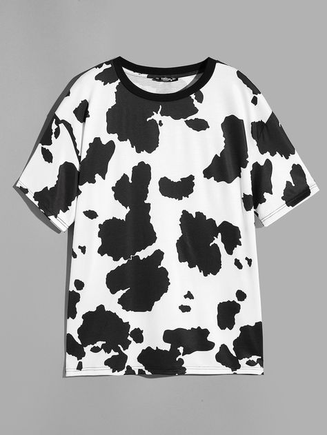 Men Dairy Cow Print Top -SHEIN(SHEINSIDE) Cow Print Top, Cow Shirts, Cow Outfits, Shein Men, Dairy Cow, Cow Shirt, Dairy Cows, Tshirt Outfits, Cow Print