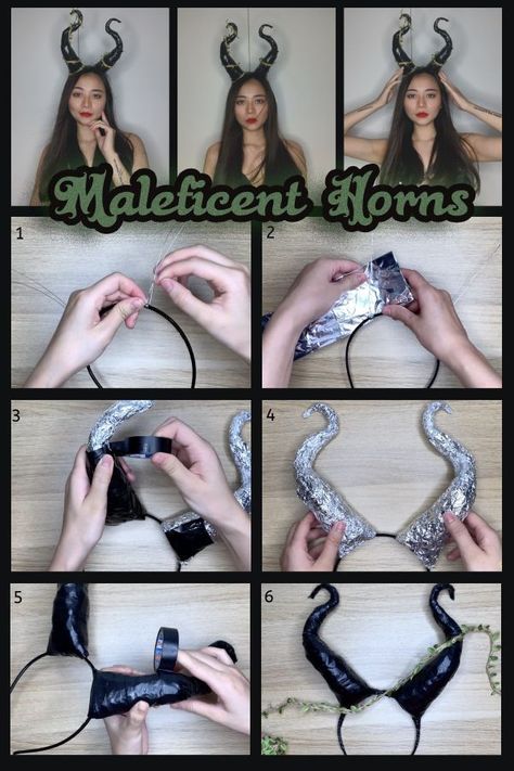 Maleficent Horns Diy, Brunette Halloween Costume, Halloween Ideas Costumes, Maleficent Costume Diy, Brunette Halloween, Maleficent Halloween Costume, Diy Horns, Maleficent Halloween, Basic Halloween Costumes