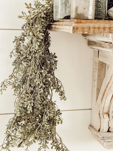 Greenery garland on spring mantle My 7 Tips For Styling Your Shelves for Spring Greenery On Mantle Year Round, Mantle Greenery Year Round, Mantle Garland Everyday, Spring Garland Ideas, Greenery On Mantle, Spring Garland For Mantle, Spring Mantle Garland, Mantle Greenery, Garland On Mantle