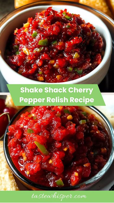 Elevate your burgers with this Shake Shack Cherry Pepper Relish recipe. A perfect blend of flavors that adds a zesty kick to any dish! Cherry Pepper Relish Recipe, Cherry Pepper Relish, Sweet Cherry Peppers, Pepper Relish Recipe, Cherry Pepper Recipes, Freezing Peppers, Cherry Peppers, Relish Recipe, Pepper Relish