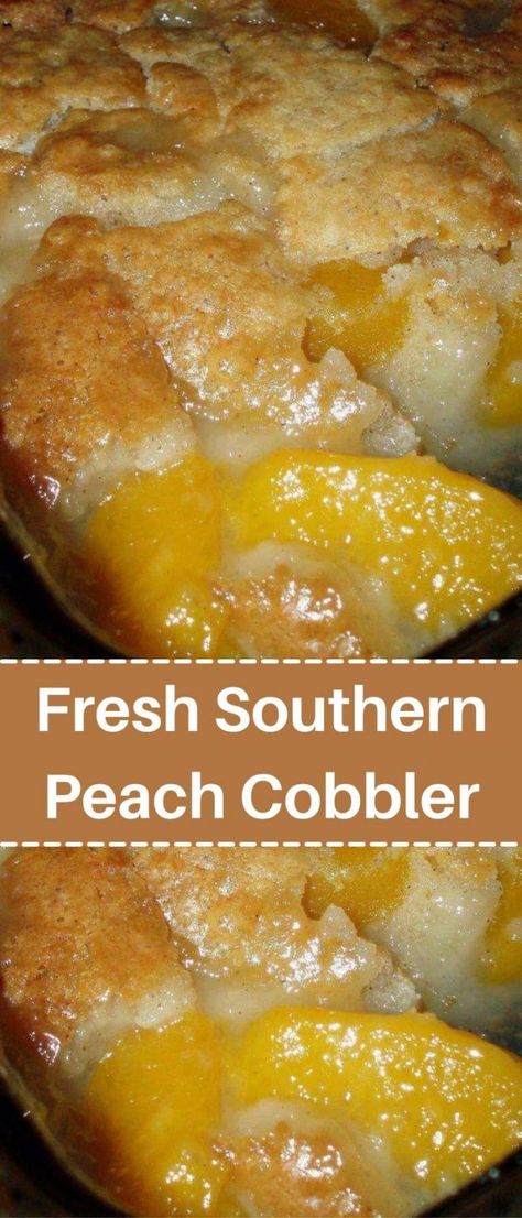 Southern Peach Cobbler Recipe, Oven Peach Cobbler, Can Peach Cobbler, Canned Peach Cobbler Recipe, Good Peach Cobbler Recipe, Best Peach Cobbler, Homemade Peach Cobbler, Fresh Peach Recipes, Cobbler Recipes Easy