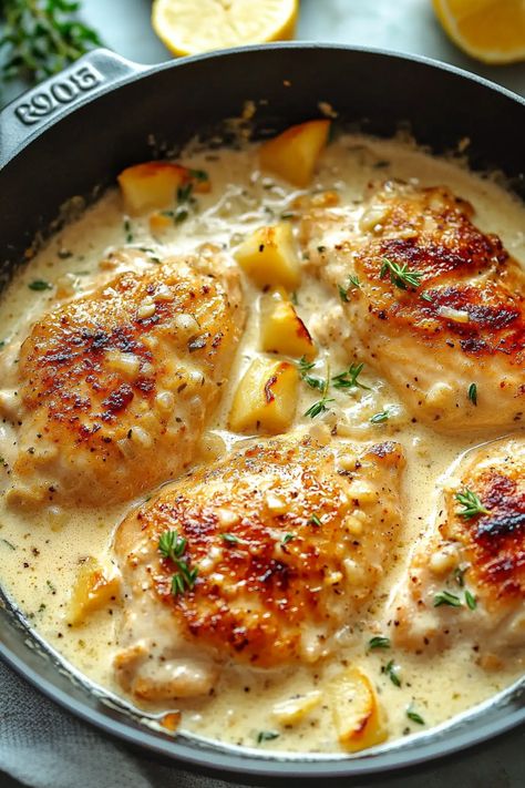 Creamy Garlic Chicken Easy Guest Meals, Creamy Chicken And Mashed Potatoes, Trendy Dinner Recipes, Dinner Ideas For Guests Entertaining, Chicken And Mashed Potatoes Dinner Ideas, Meals For Boyfriend, Chicken Breast Potato Recipes, Dinner Recipes With Mashed Potatoes, Garlic Parm Chicken And Potatoes