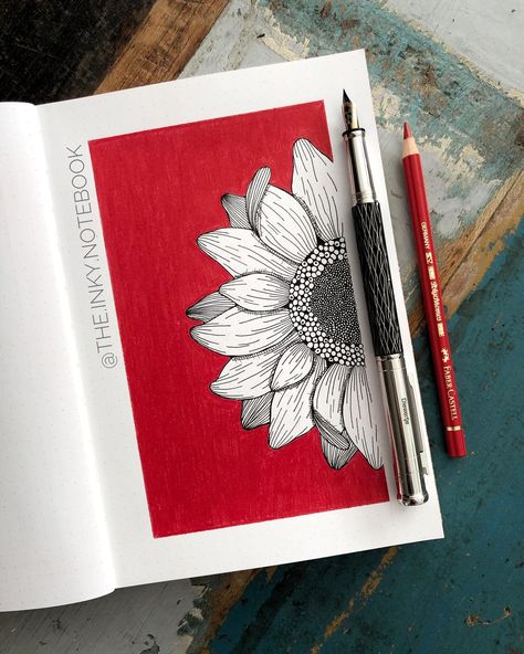 Sketch Ideas With Pencil, Pen Art Journal, Drawing Ideas With Sketch Pens, Paintings With Sketch Pens, Paintings On Sketch Book, Painting Notebook Ideas, Red Art Drawing, Colour Pen Sketches, Red Aesthetic Art Drawing