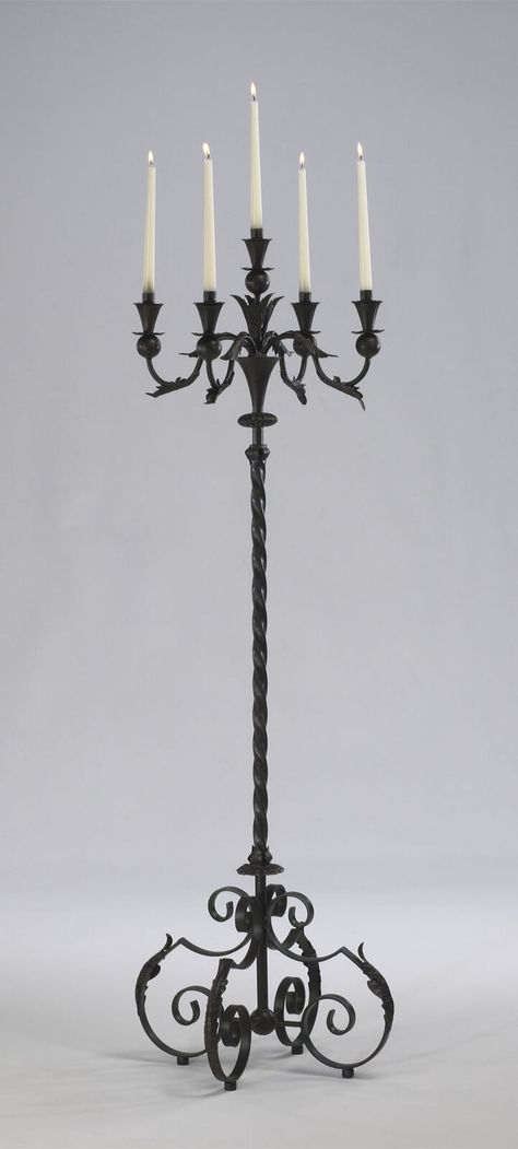 Tuscan Candles, Floor Standing Candle Holders, Floor Candelabra, Gothic Candle Holder, Gothic Candles, Wrought Iron Candle Holders, Antique Flooring, Wrought Iron Candle, Floor Candle Holders