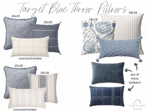 Navy Throw Pillows On Couch, Blue Pillow Combinations Couch, Blue White Pillows Living Rooms, Throw Pillows Living Room Blue Couch, Blue Sofa Pillows Ideas, Accent Pillows For Light Gray Couch, Pillow Combinations For Gray Couch, Throw Pillows Living Room Target, Blue Couch Pillows Color Schemes