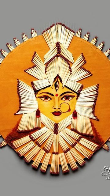 We've got some Durga Puja crafts that are perfect for the upcoming Puja/Dussehra festival! Get ready to create some gorgeous projects at home! Diwali Craft Paper, Durga Puja Craft Ideas For Kids, Matchstick Art On Paper, Durga Puja Craft, Gods Drawing, Matchstick Art, Match Stick Art, Coastal Living Room Decor, Matchstick Craft