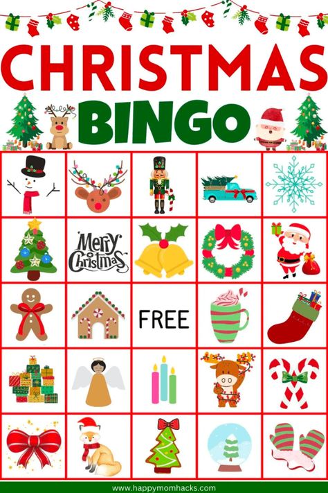 Classroom Holiday Games For Kids, Bingo Printable Free, Holiday Bingo Cards, Printable Christmas Bingo Cards, Christmas Bingo Printable, Fun Holiday Games, Holiday Bingo, Christmas Party Games For Kids, Bingo Games For Kids