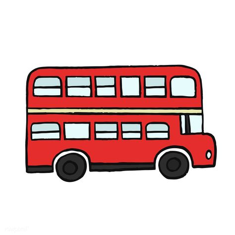 Red double-decker London bus illustration | premium image by rawpixel.com / Aum Preschool Creative Art, Bus Drawing, London Red Bus, Bus Cartoon, London Drawing, London Illustration, Bus Art, London Icons, Doodle Background