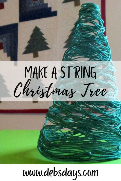 Learn how to make your own homemade Christmas tree decoration with string and glue. A DIY crafting project with step by step tutorial video. Diy String Christmas Tree, String Christmas Tree Craft, Holiday Crafts For Teens, Styrofoam Trees Christmas Diy, Christmas Tree Dyi, Homemade Christmas Tree Decorations, String Christmas Tree, Christmas Tree Yarn, Christmas Trees Decorations