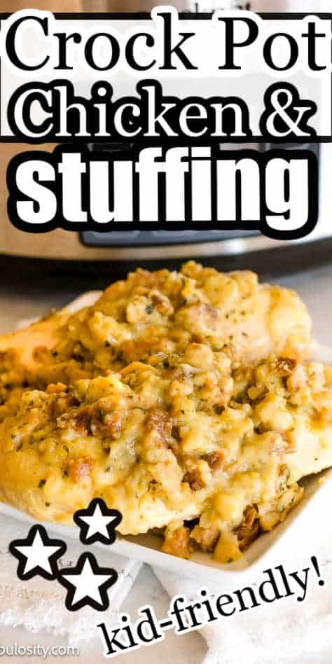 This chicken and Stove-Top Stuffing is made in the slow cooker and is such an easy family meal! The kids loved it! Slow Cooker Stove Top Chicken, Stove Top Chicken Slow Cooker, Chicken Stove Top Crock Pot, Easy Crockpot Chicken And Dressing, Chicken Snd Stove Top Stuffing, Crockpot Chicken With Stovetop Dressing, Chicken Meatloaf With Stove Top Stuffing, Crockpot Chicken And Stove Top Stuffing, Chicken And Stuffing Crockpot Easy