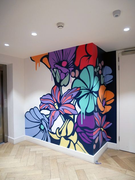 TUG agency London on Behance Wall Design Artwork, Street Art Mural Wall Paintings, Paint Marker Wall Art, Graffiti Wall Art Interior Design Office, Wall Wrap Design, Wall Painting Mural Ideas, Creative Wall Murals, Basement Mural Ideas, Cool Murals Wall Paintings