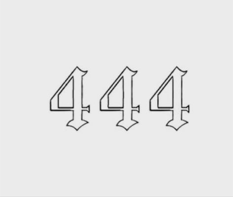 444 Tattoo Gothic Font, 444 Tattoo On Stomach, 444 Tattoo Lower Back, 4444 Angel Numbers Tattoo Ideas, Angel Numbers Above Knee Tattoo, Simple 444 Tattoo, 444 Sibling Tattoo, 444 Traditional Tattoo, 444 Design Tattoo