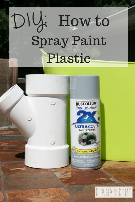 DIY: How to Spray Paint Plastic - Diana on a Dime Spray Painted Plastic Drawers, Painting Plastic Bins, Paint Plastic Drawers, Painted Trash Cans, Spray Paint Plastic, Best Spray Paint, Paint Plastic, Diy Water Fountain, Diy Sprays