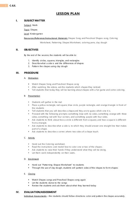 Lesson plan about Shapes Lesson Plan For Special Education, Lesson Planning For Preschool, Lesson Plan Kindergarten Ideas, Preschool Lesson Plan Examples, How To Engage Preschoolers, Google Doc Lesson Plan Template Free, Activity Plan For Preschoolers, Maths Lesson Plan For Kindergarten, Weekly Lesson Plan Preschool