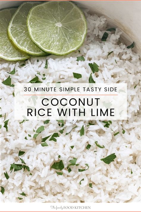 Essen, Thermomix, Coconut Lime Rice Recipe, Coconut Jasmine Rice, Coconut Lime Rice, Lime Rice Recipes, Coconut Rice Recipe, Rice Side Dish Recipes, Side Dishes For Chicken