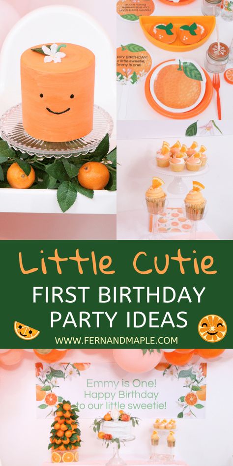 Create the sweetest Little Cutie Clementine-Themed First Birthday Party with these ideas for dessert table, kids and adult tables, decor, and more! Get details now at fernandmaple.com. Ideas For Dessert Table, Ideas For Dessert, Orange Birthday Parties, First Birthday Party Ideas, Orange Birthday, One Year Birthday, Orange Party, 1st Birthday Themes, Themed Desserts