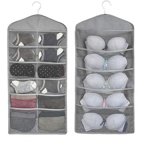 Storing Bras, Hanging Bras, Hanging Closet Storage, Bra Organization, Bra Storage, Diy Hooks, Sock Organization, Hanging Closet Organizer, Hanging Closet