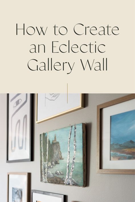 Mixed Wood Gallery Wall, Gallery Wall With Mismatched Frames, Artwork Wall Living Room, Interior Design Gallery Wall, Gallery Wall Ideas Mixed Media, Mixing Art And Family Photos On Wall, Eclectic Family Photo Gallery Wall, Gallery Wall With Paintings And Photos, Gallery Wall Unframed Art