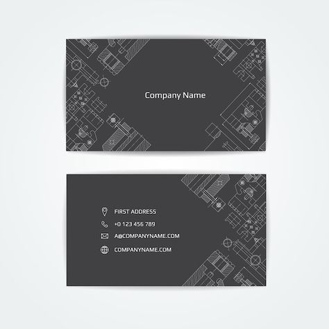 Engineering business card. | Premium Vector #Freepik #vector #technical-drawing #construction-drawing #architecture-project #construction-plan Architect Visiting Card Design Business, Industrial Business Card, Architecture Card Design, Business Card Architecture, Engineering Business Card Design, Architecture Visiting Card, Architect Visiting Card, Architecture Business Card Design, Architect Business Card Design