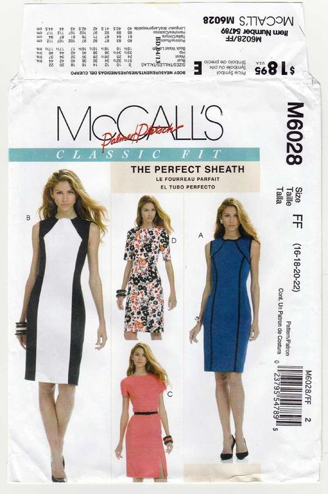 Sheath Dress Pattern, Princess Seam Dress, Sheath Dresses Pattern, Sleeve Variations, Womens Sheath Dress, Mccalls Sewing Patterns, Miss Dress, Column Dress, Sewing Pattern Sizes