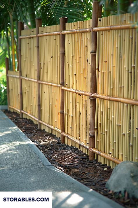 Looking to update your backyard? Discover 15 bamboo fence ideas perfect for your 2024 makeover. Which design do you love most? 🌳 Explore more at storables.com! #BackyardMakeover #OutdoorDecor #BambooFence #GardenDesign #HomeImprovement Bamboo Fence Ideas, Bamboo Screen Garden, Unique Fence Ideas, Bamboo Garden Fences, Bamboo Outdoor, Garden Privacy Screen, Fence Designs, Bamboo Panels, Bamboo Poles