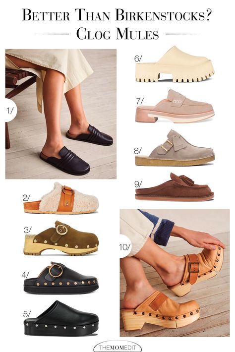 10 CLOG MULES BETTER THAN BIRKENSTOCKS | Birkenstock Boston mules are not it for me, so I'm on the hunt for a cute, comfy clog that's easy to slip on & go (think: lug sole, shearling & faux fur). | #TheMomEditStyle #TheMomEditShoes #BirkenstockBostonDupe #ComfortableMules #WomensClogHeels #SuedeClogHeels #BirkenstockBostonClogs #SeeByChloeSlides #ShearlingClogsWomen #FauxFurMule #MuleFurLining #JeffreyCampbellPlatformClogs #CulverCityClogs #BrownClogsWomen #ChunkyMules Clog Style Outfits, Mules Outfit Winter, Slip On Mules Outfit, Heeled Clogs Outfit, Mule Outfits, Mule Outfit, Winter Clogs, Birkenstock Boston Clogs, Clogs Outfits