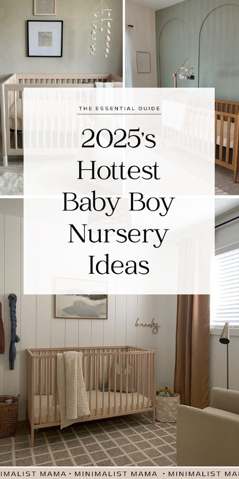 Searching for the best inspo for your baby boy nursery in 2025? I'm a professional nursery & design writer *and* boy mom and *THESE* super adorable boy nurseries arejust too good to miss - add them to your nursery ideas board today! Explore the most popular nursery themes for boys - from totally modern baby boy nursery inspo to neutral boy nursery decor, this nursery room inspiration is going to leave you feeling inspired & ready to bring your baby room visiont o life! Blue Grey And Brown Nursery, Mood Board Nursery, Cream Color Nursery, Woodlands Nursery Neutral, Forest Green Crib Nursery, Boy Nursery Ideas Safari, Wood Tone Nursery, Sage And Wood Nursery, Baby Boy Simple Nursery