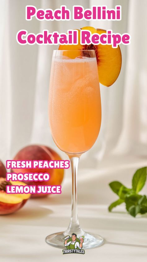 Discover the ultimate Peach Bellini Cocktail Recipe that's perfect for any occasion! This easy Bellini recipe combines fresh peaches and sparkling wine for a refreshing Italian cocktail. Perfect for summer gatherings or a classy aperitivo, this Bellini drink is a must-try. Explore our collection of Italian cocktail recipes and elevate your mixology skills with this delightful Peach Bellini Recipe. Enjoy the taste of Italy with our simple Bellini cocktail recipes! Sparkling Wine Cocktail Recipes, Bellini Drink, Italian Cocktail Recipes, Bellini Cocktail Recipes, Peach Bellini Recipe, Cocktails For Beginners, Peach Bellini Cocktail, Raspberry Bellini, Bellini Bar