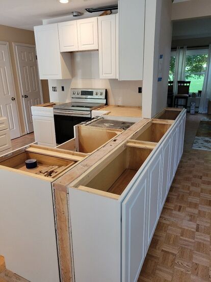 Kitchen Island Next To Refrigerator, Kitchen Island Galley Kitchen, Kitchen Cabinets Stove Area, Center Island With Stove And Oven, 30 Inch Wide Kitchen Island, Kitchen Island With Upper Cabinets, Kitchen Two Dishwashers, Kitchen Design Middle Of House, 2 Ft Deep Kitchen Island