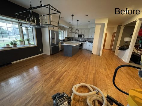 Dated Red Oak vs. Modern White Oak Flooring Red Oak Refinished Floors, Red Oak Floors Kitchen, Red Oak Floors Living Room, Refinished Red Oak Floors, Stain For Red Oak Floors, Red Wood Floors, Oak Floor Kitchen, Oak Floor Living Room, Red Oak Wood Floors