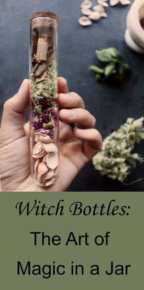 Witch Bottles: The Art of Spell Craft in a Jar - Moody Moons Mermaid Oil, Witch Potions, Witches Jar, Witchy Tips, Wiccan Crafts, Witch Potion, Jar Spells, Witch Bottles, Dry Herbs