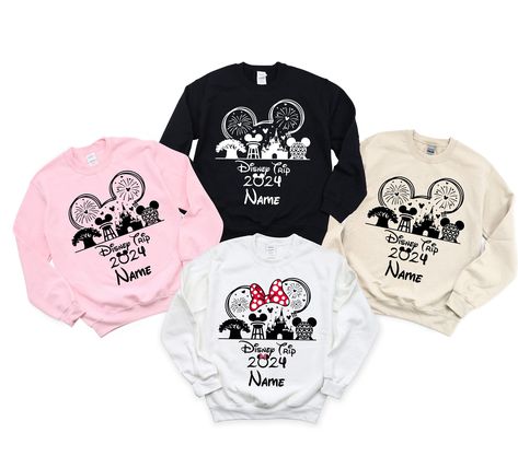 Disney Family Trip Sweatshirt With Custom Name, Personalized 2024 Matching Disney Vacation Shirt, Disneyland Couple Sweater,Disney World Tee Disneyland Couple, Disney Family Trip, Disney Vacation Shirts, Family Disney Trip, Couples Sweaters, Disney Family, Disney Vacation, Family Trip, Vacation Shirts