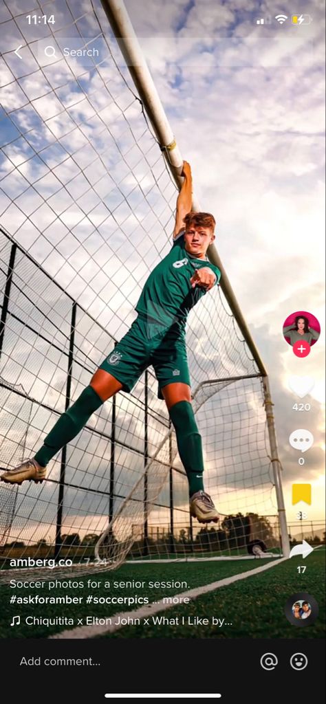 Soccer Goalie Photoshoot, Soccer Pictures Poses Boys, Soccer Pics Boys, Boy Soccer Senior Picture Ideas, Soccer Senior Pictures Goalie, Senior Sports Pictures Soccer, Posed Soccer Pictures, Senior Picture Ideas Soccer Goalie, Boys Senior Soccer Pictures