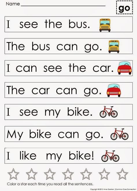 Common Core Connection : Building and Reading Simple Sentences Sight Words Sentences Kindergarten, Reading Worksheets For Kindergarten, Sight Words Worksheets, Sight Word Fluency, Learn Letters, Guided Reading Kindergarten, Sight Word Sentences, English Worksheets For Kindergarten, Kindergarten Reading Worksheets