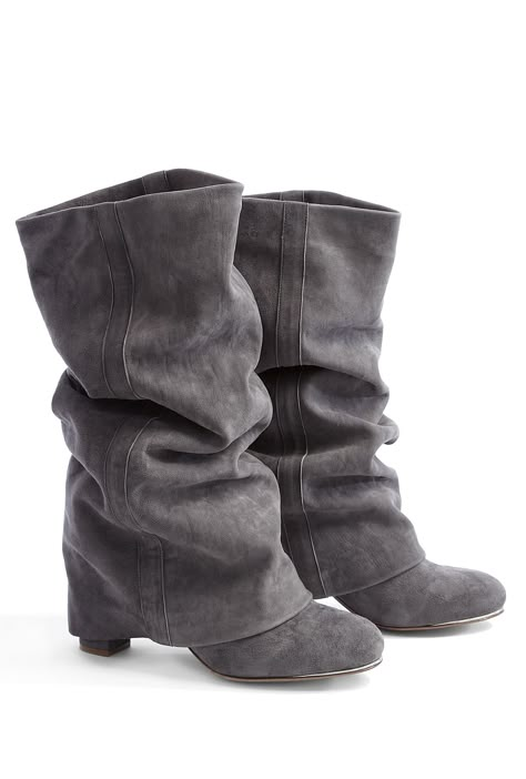 Suede Fold Down Heeled Boots by See By Chloe Shoes...I think I'm in love. Long Boots With Heels, Gray Boots, Dr Shoes, Chloe Shoes, Grey Boots, Study Inspo, Stockholm Fashion, Shoe Inspo, Swag Shoes