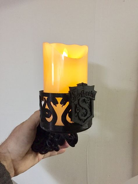 Harry+Potter+-+Slytherin+LED+Candle+Holder+Wall+Sconce+by+steve88w. Slytherin Emblem, Harry Potter Snake, Snake Candle Holder, Candle Holder Wall, Wall Candle Holders, Led Candle, Led Candles, Cool Walls, Candle Sconces