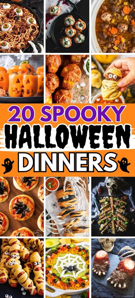 Halloween Dinner – Wondering what to make for Halloween party? Get inspired by these frightfully good and spooky dinner ideas! Halloween themed food dinner easy, spooky dinner ideas parties food, spooky Halloween dinner recipes, creepy halloween food dinner, easy halloween dinner ideas for adults, halloween dinner for kids, halloween entrees food ideas, Halloween buffet, Halloween main dishes for parties, spooky family dinner ideas. Halloween Main Dishes Party Ideas, Easy Halloween Main Dishes, Halloween Food For Party Buffet, Halloween Party Menu Food, Family Halloween Dinner Ideas, Creepy Halloween Dinner, Friday The 13 Dinner Ideas, Halloween Food Ideas Main Dish, Halloween Cornbread Ideas