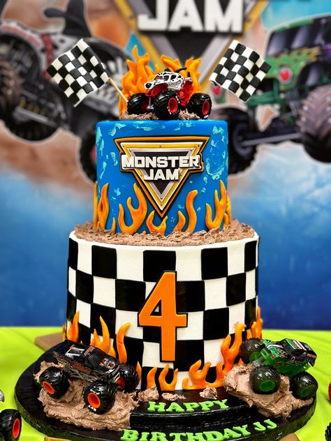 3d Monster Truck Cake, Monster Truck Cakesicles, Hotwheels Monster Truck Birthday Cake, Monster Truck Theme Cake, Monster Truck Smash Cake, Pastel Monster Truck, Monster Jam Cookies, Monster Truck Cakes For Boys, Truck Birthday Cake Ideas